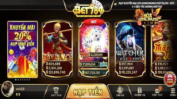 
Kho game đa dạng từ nhà cái Bet789