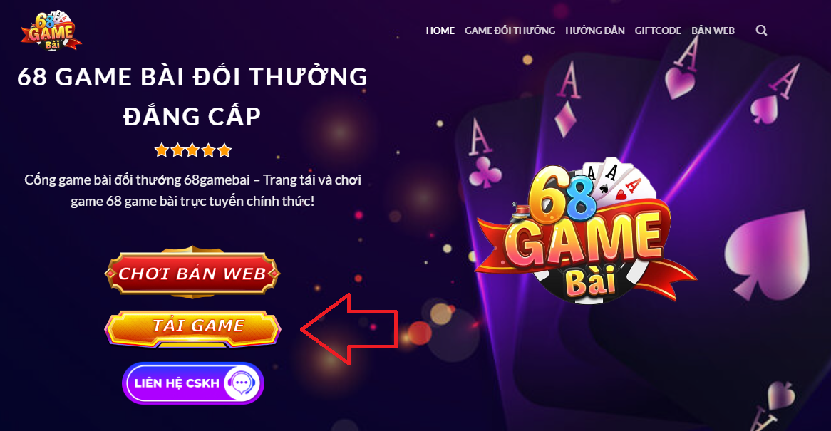 Truy cập website và nhấn tải game về máy tính